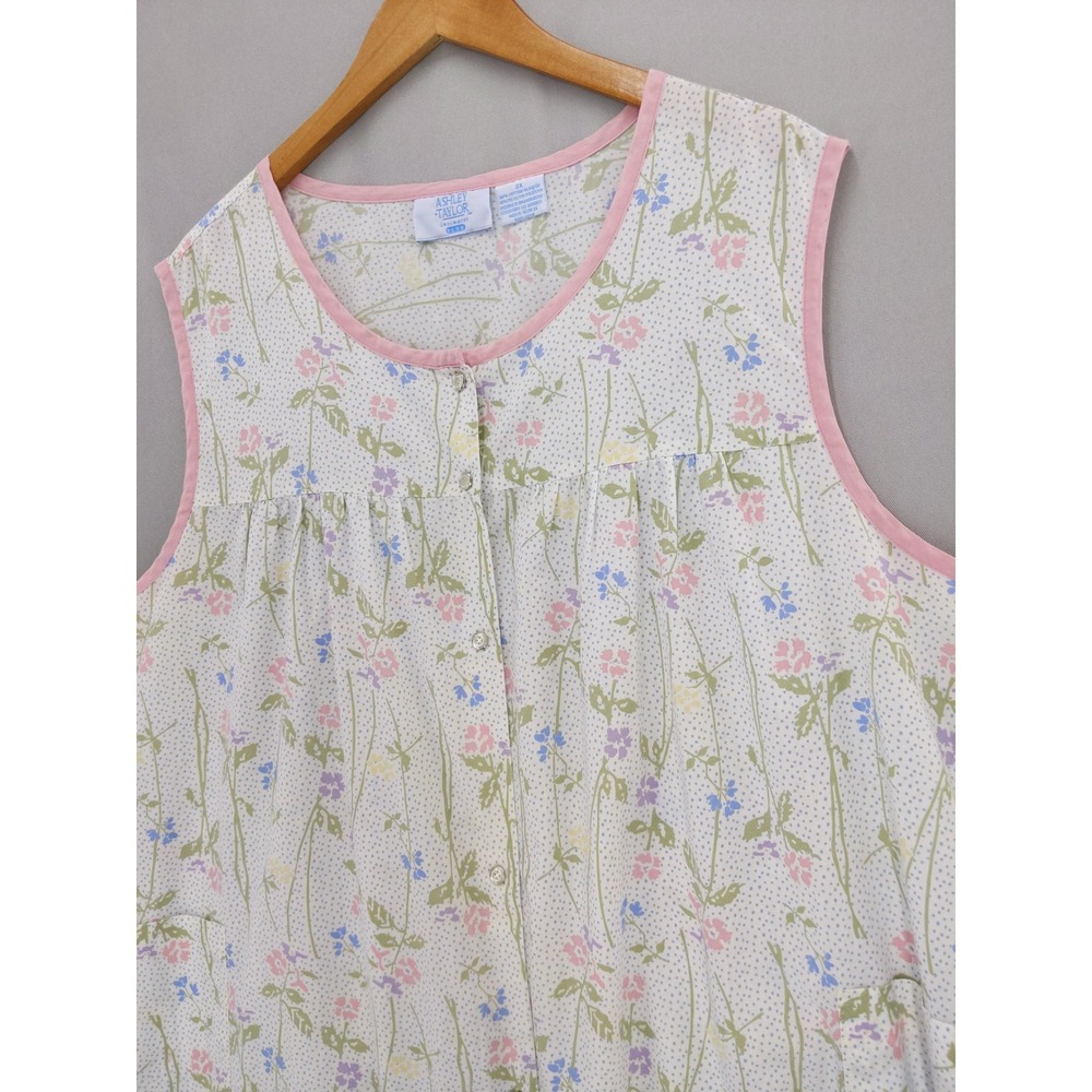 Vintage Ashley Taylor Intimates Plus Nightgown 3X  Snap Front Duster Dress - Picture 2 of 9